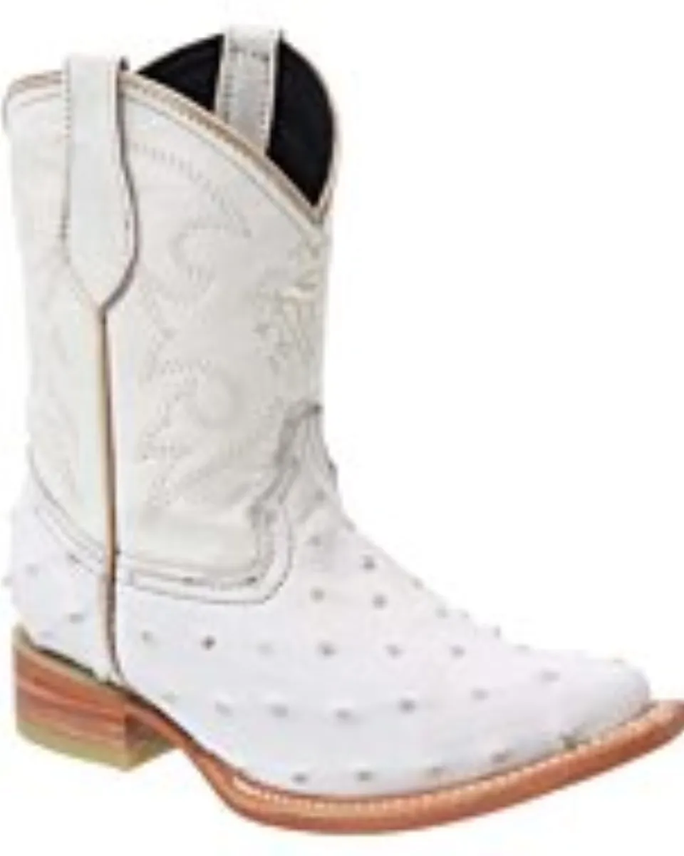 Botas Vaqueras De Niño Imitación Avestruz Color Hueso WD 11-371