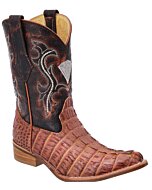 Botas Vaqueras Para Niño Grabado Cocodrilo Color Cognac WD 11-368