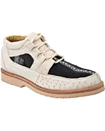 Zapatos Urbanos Piel Mantarraya-Avestruz Color Hueso-Negro WD 11-401