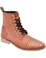 Botín Estilo Militar De Avestruz Cognac WD 11-404