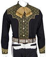 Camisa Negra Bordada Dorado WD 11-866