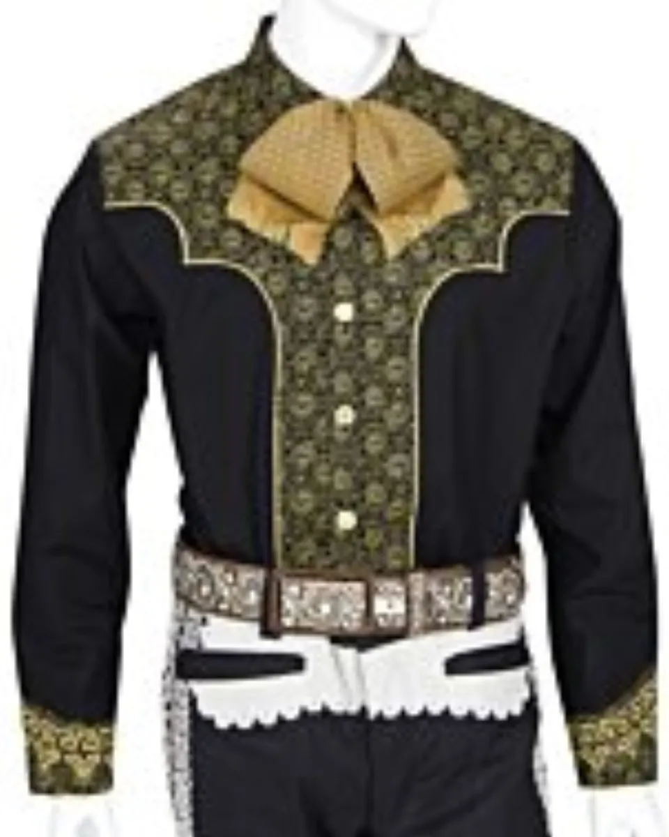 Camisa Negra Bordada Dorado WD 11-866