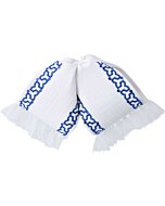 Moño Charro Fino Color Blanco Con Bordado Azul WD 11-973
