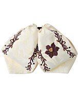 Moño Charro Fino Beige Con Bordado De Flor Café WD 11-976