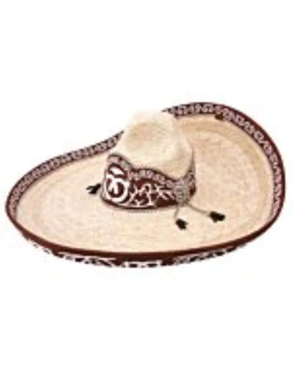 Sombrero Charro De Paja White Diamonds 10-842 Grecas Natural/Shedrón