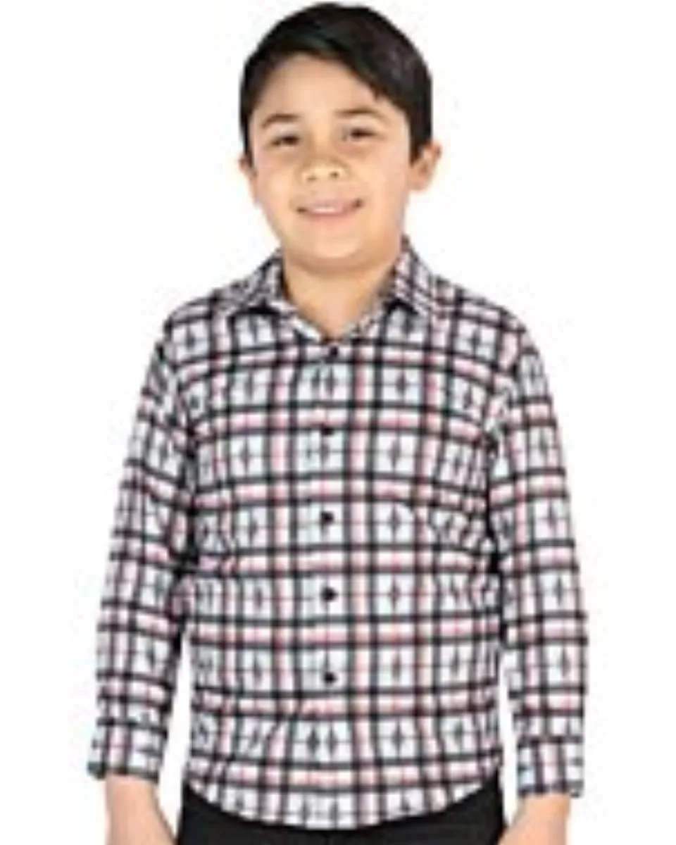 Camisa Vaquera para Niño a Cuadros Negro-Blanco, Versión de Manga Larga – El General 44737
