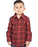 Boys’ Western Shirt in Red Plaid, Long Sleeve Version – El General 44739