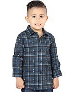 Camisa Vaquera para Niño a Cuadros Navy-Blanco, Versión de Manga Larga – El General 44740