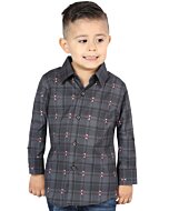 Camisa Vaquera para Niño a Cuadros Gris-Café, Versión de Manga Larga – El General 44742