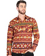 Men's Brick Tribal Geometric Western Shirt – El General 44420