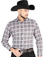 Men’s Western Shirt in Black-White Plaid, Long Sleeve Version – El General 44703