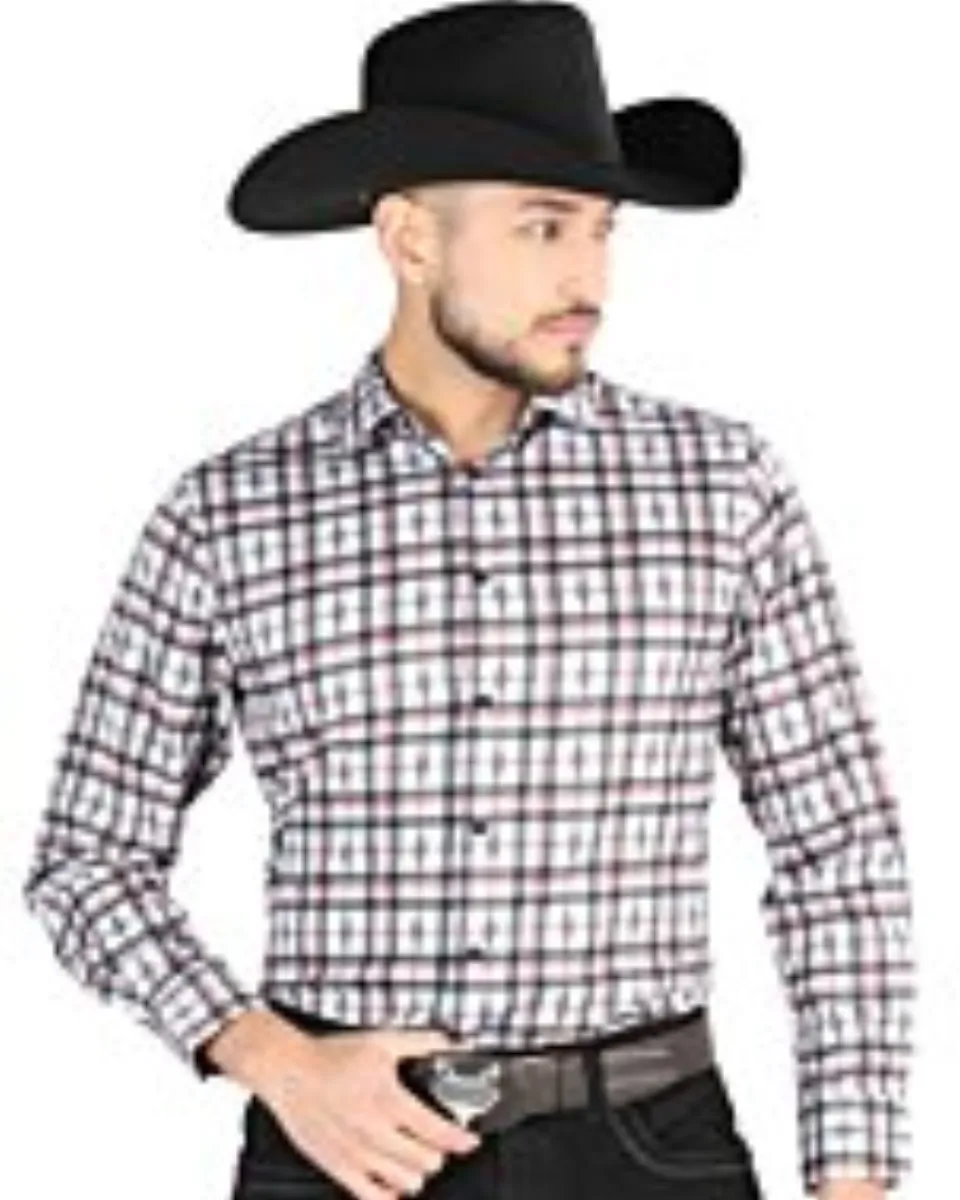 Camisa Vaquera para Hombre en Cuadros Negro-Blanco, Versión de Manga Larga – El General 44703