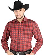 Men’s Western Shirt in Red Plaid, Long Sleeve Version – El General 44705
