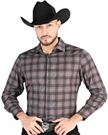 Men’s Western Shirt in Moka-Olive Plaid, Long Sleeve Version – El General 44712