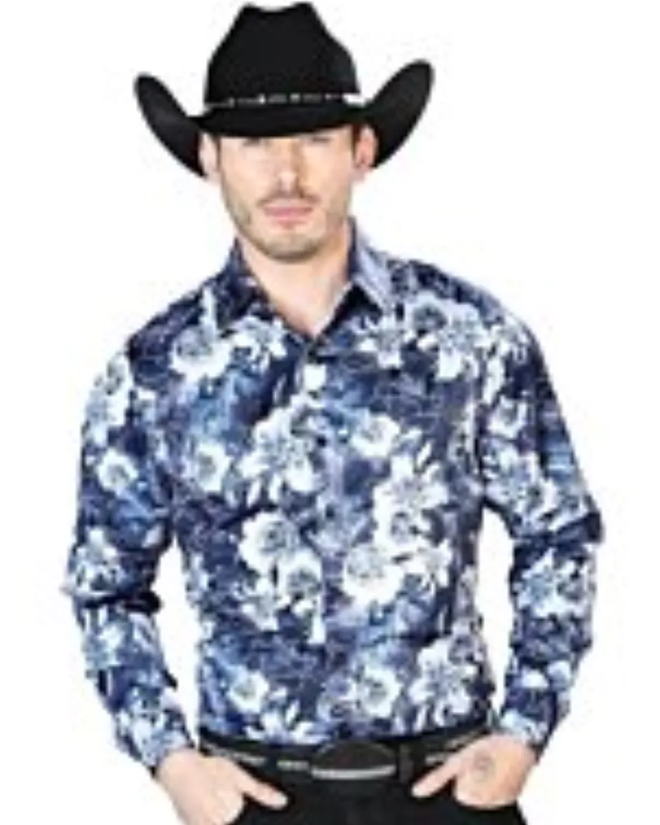 Camisa Color Navy Floreada El Señor De Los Cielos 43990