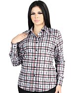 Women’s Western Shirt in Black-White Plaid, Long Sleeve Version – El General 44720