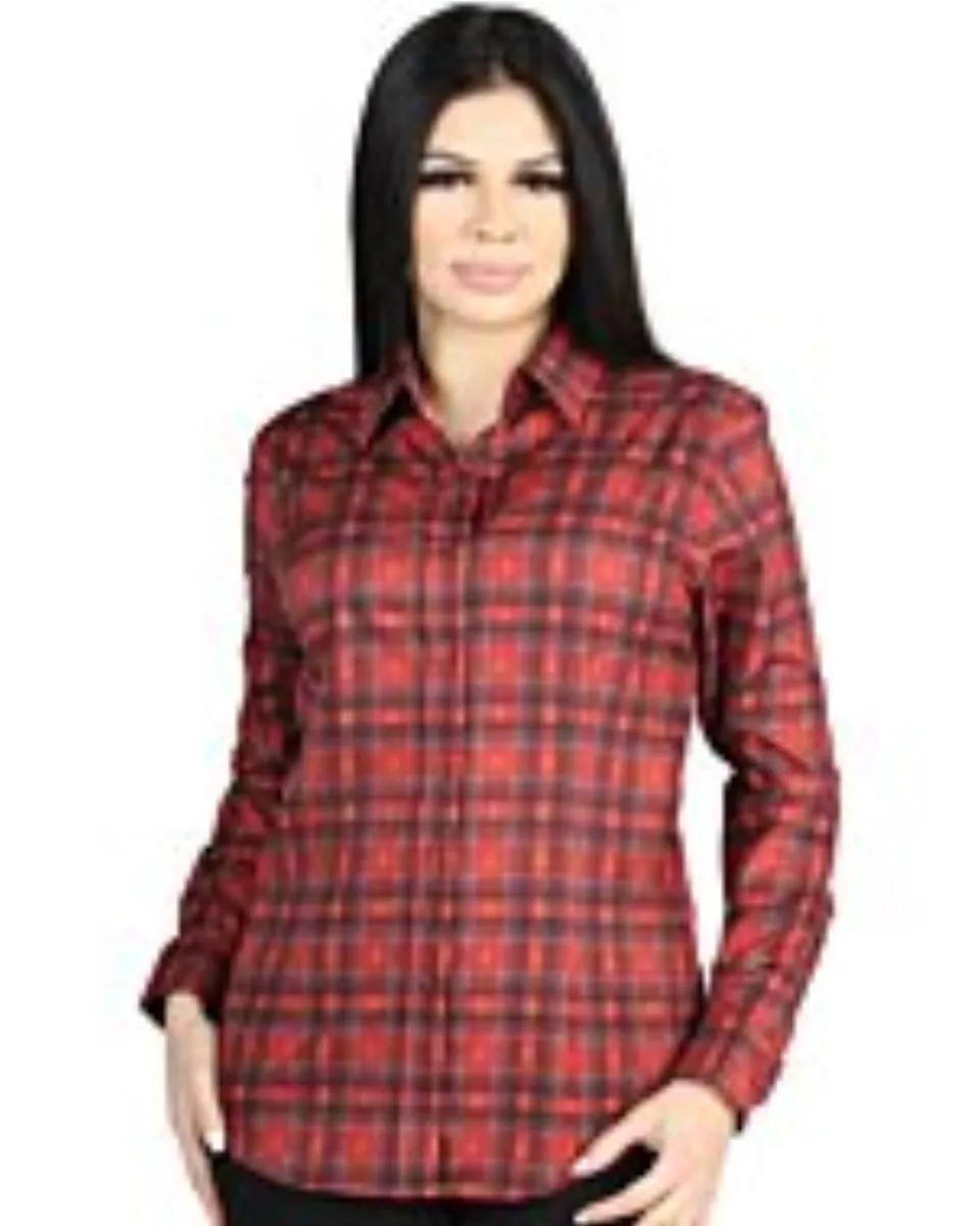 Women’s Western Shirt in Red Plaid, Long Sleeve Version – El General 44722