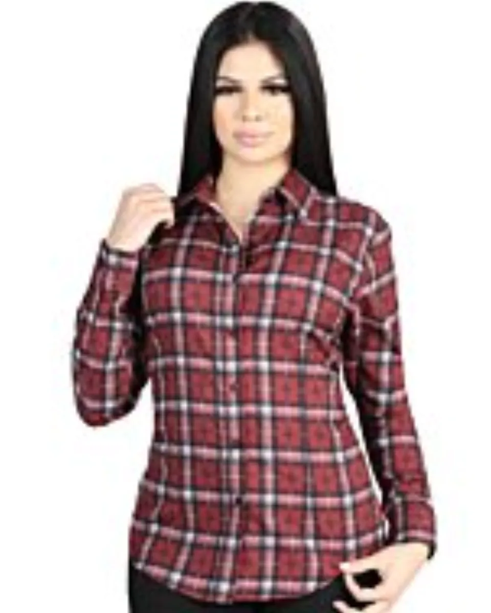 Camisa Vaquera para Mujer Roja a Cuadros, Versión de Manga Larga – El General 44727