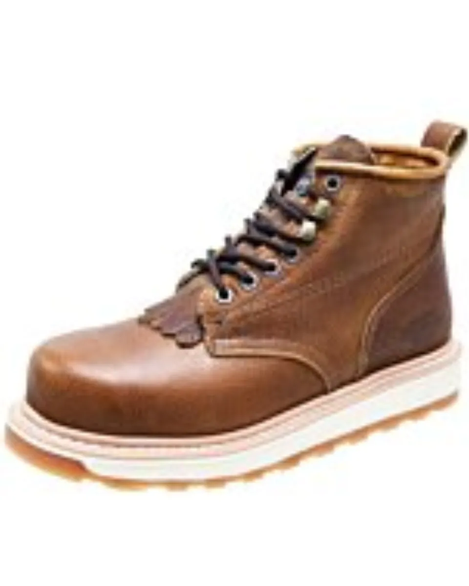 Botines De Trabajo Agujetas y Corbata Color Café WD 11-449